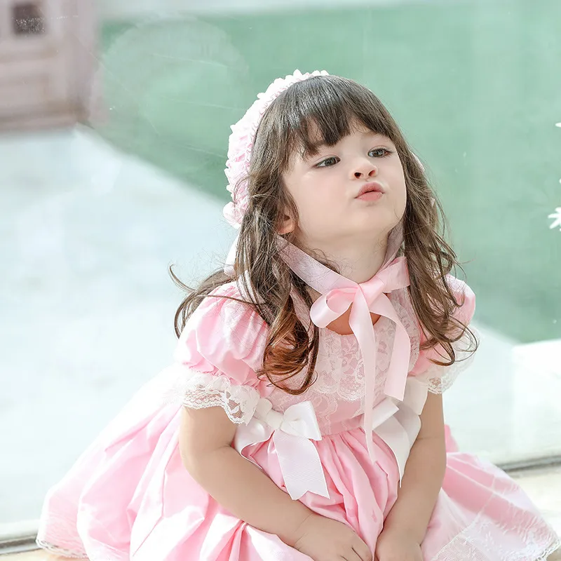 Bébé fille vêtements espagnols enfants Lolita robe de princesse dentelle Robe royale pour fille 2021 Robe d'été enfant en bas âge robe florale 2-10 ans 210331