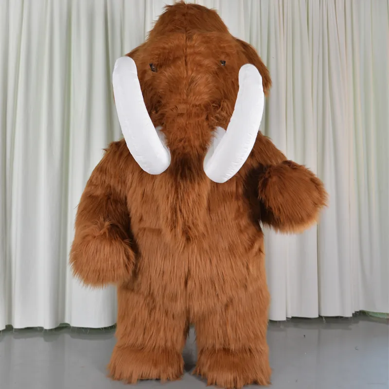 Disfraces de mascota Mamut de peluche Disfraz de mascota inflable Fursuit Mammuthus primigenius Promoción Fiesta de Halloween Vestido peludo Animal Adulto