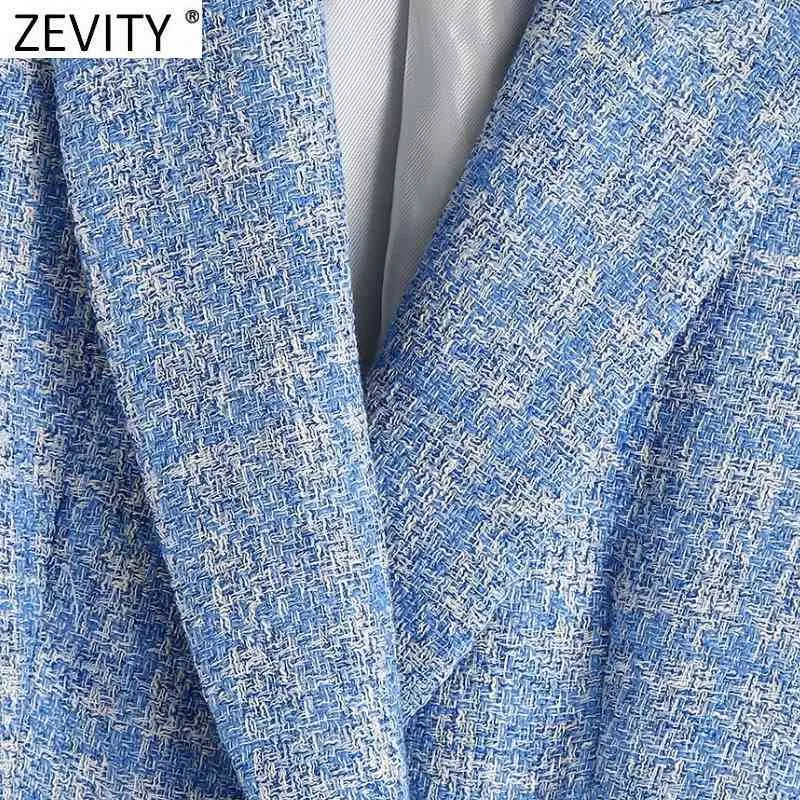 Mulheres Vintage Textura Textura Tweed Wood Blazer Casaco Escritório Senhoras Manga Longa Suits Feminino Outerwear Chic Tops CT699 210420