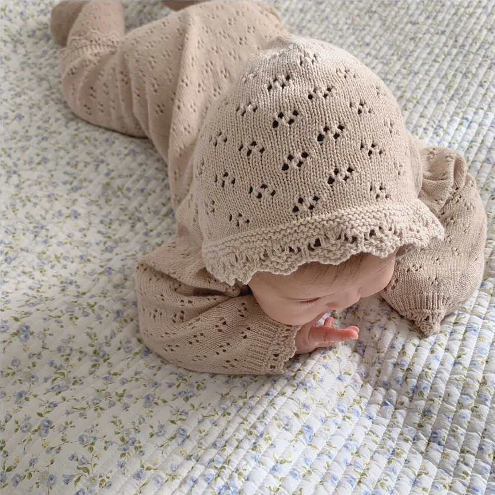 Automne bébé barboteuse tricoté combinaison fille dentelle à manches longues à capuche ramper vêtements 210702