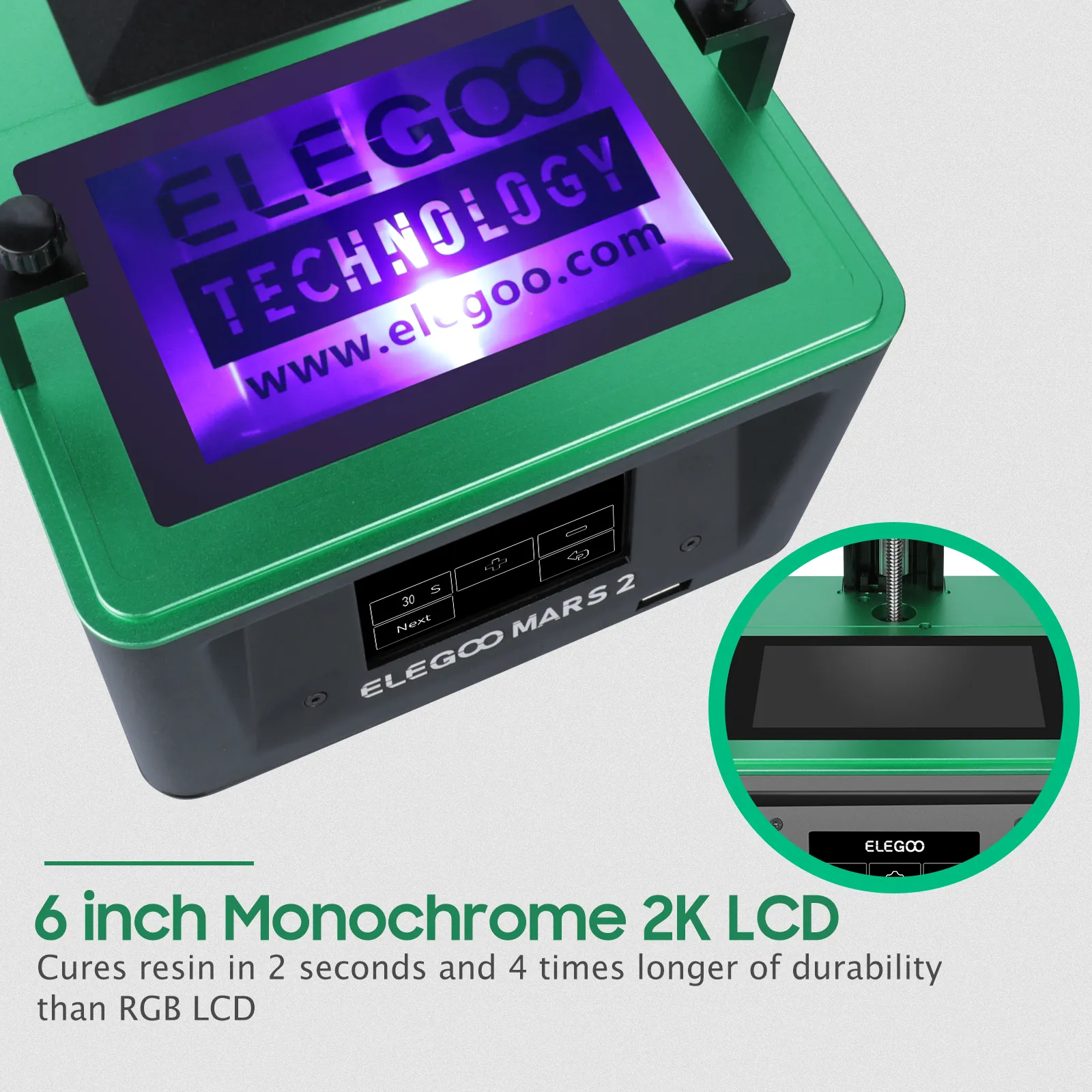 Elegoo Mars 2 Mono SLA 3D imprimante UV Pocure LCD 3D Imprimante avec une taille d'impression LCD monochrome de 6 pouces 2K