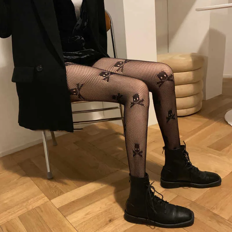 Black Fishnet Stockings Gothic Punk Style Tights Fishnet Mesh Skull Print  Designer Pirate Halloween Fancy Dress Party Stockings X0521 From Musuo03,  $14.15