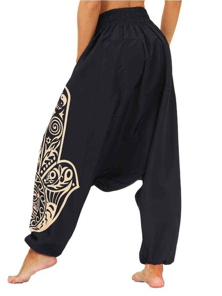 Women and Men Elastic Waist Loose Palazzo Fit Baggy Gypsy Hippie Boho Aladdin Yoga Harem Pants H1221