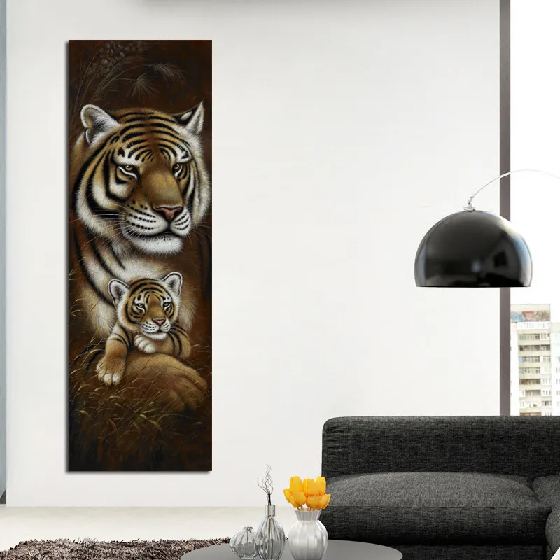 Elefante Tiger Leão Deer Zebra Leopardo Mãe e Criança Pintura em Canvas Animal Posters para sala de estar Decoração de parede de parede