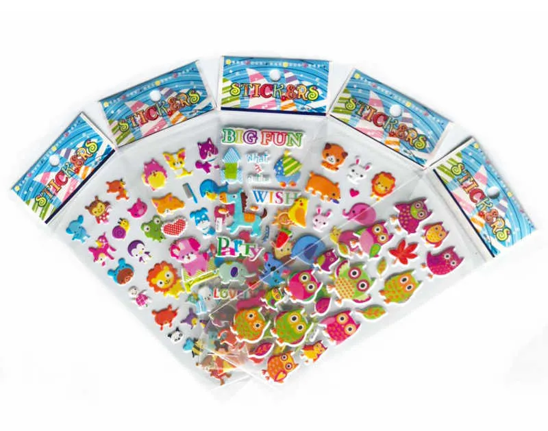 100 sheets Sticker Kids Cute 3D Cartoon Stickers Mixed School Teacher Reward Children Early Learning Toys for Children GYH 210928268m