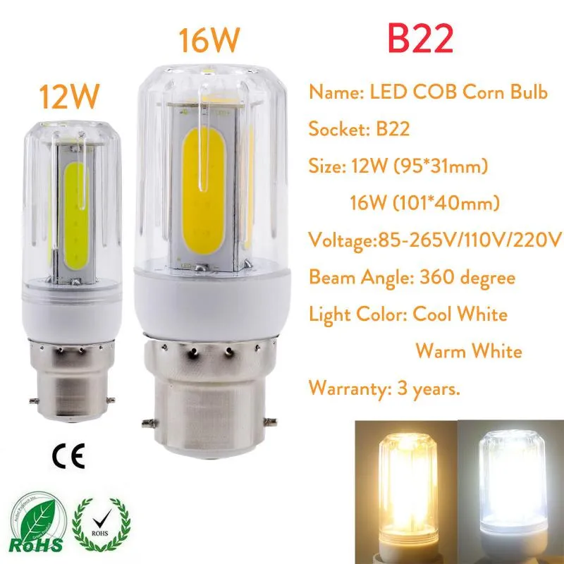 المصابيح 5x مشرق E27 LED LED COB COR CORN LIGHT E26 E14 E12 B22 LAMPS 220V 110V 12W 16W AMPOULE BOMBILLA for Home Home Bedroom206J