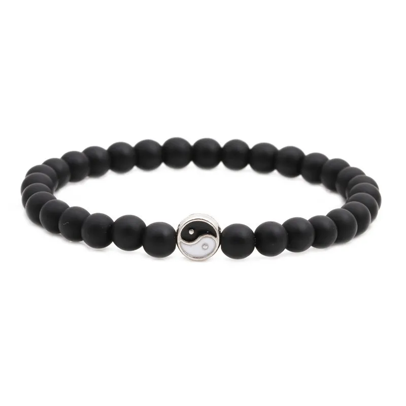 Yin Yang pärlstav armband för män och kvinnor yoga chakra meditation natursten