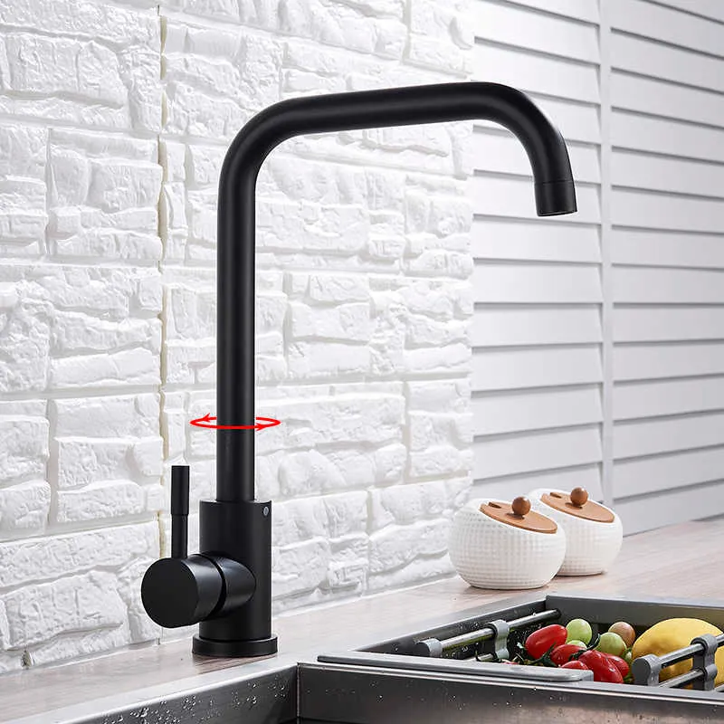 Uythner Matte Black/Brushed Nickle Kitchen Faucet And Cold Water Mixer Faucet For Kitchen Water Faucet Kitchen Taps 210724