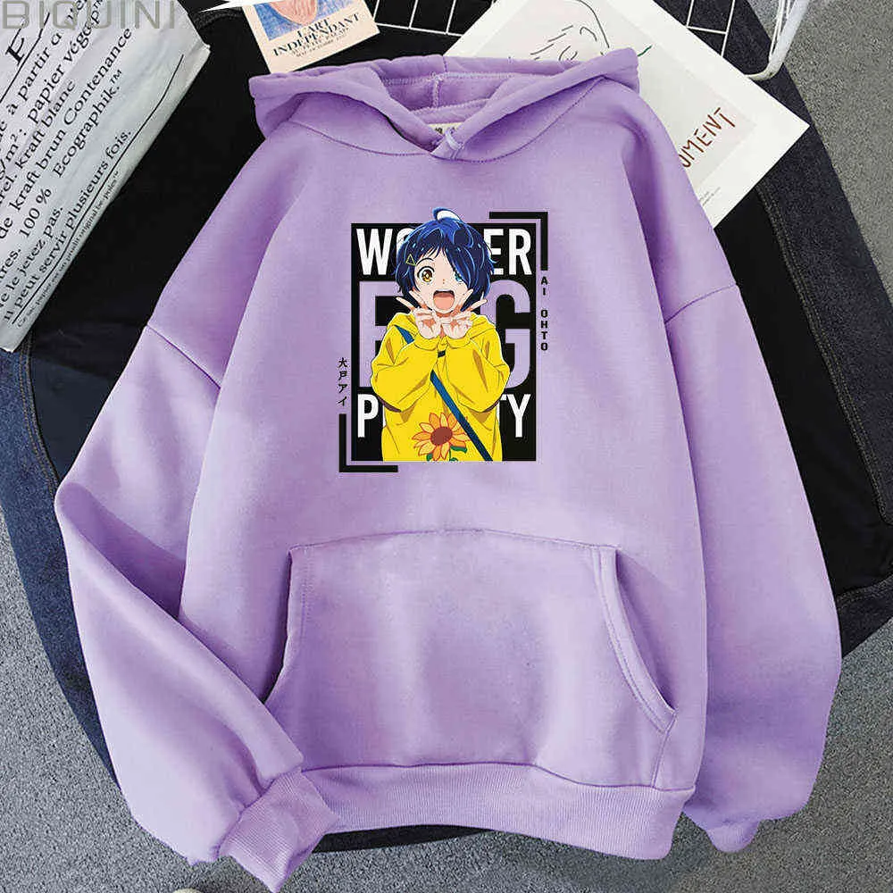 Wonder Egg Priority Anime Felpe con cappuccio Donna Coreano Top Felpa oversize Estetica Kawaii Vestiti Manica lunga Carino Streetwear Ai 210826