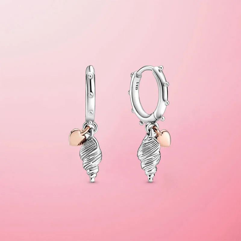 2021 étoile de mer 925 en argent Sterling océan coeur conque coquille boucles d'oreilles pour femmes boucles d'oreilles bijoux de mode originaux