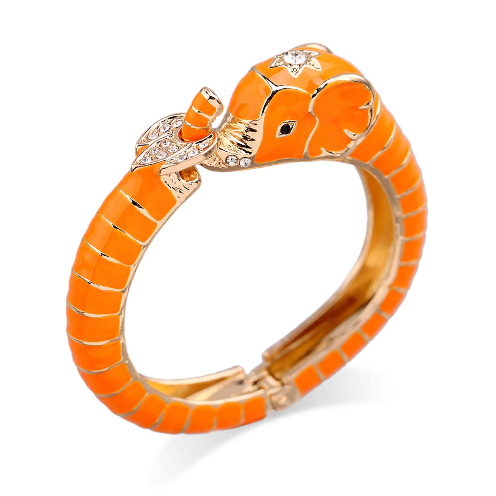 Ny djur stil elefant uttalande armband för kvinnor inlagda rhinestone emalj manschettbangle 8 färger fest smycken