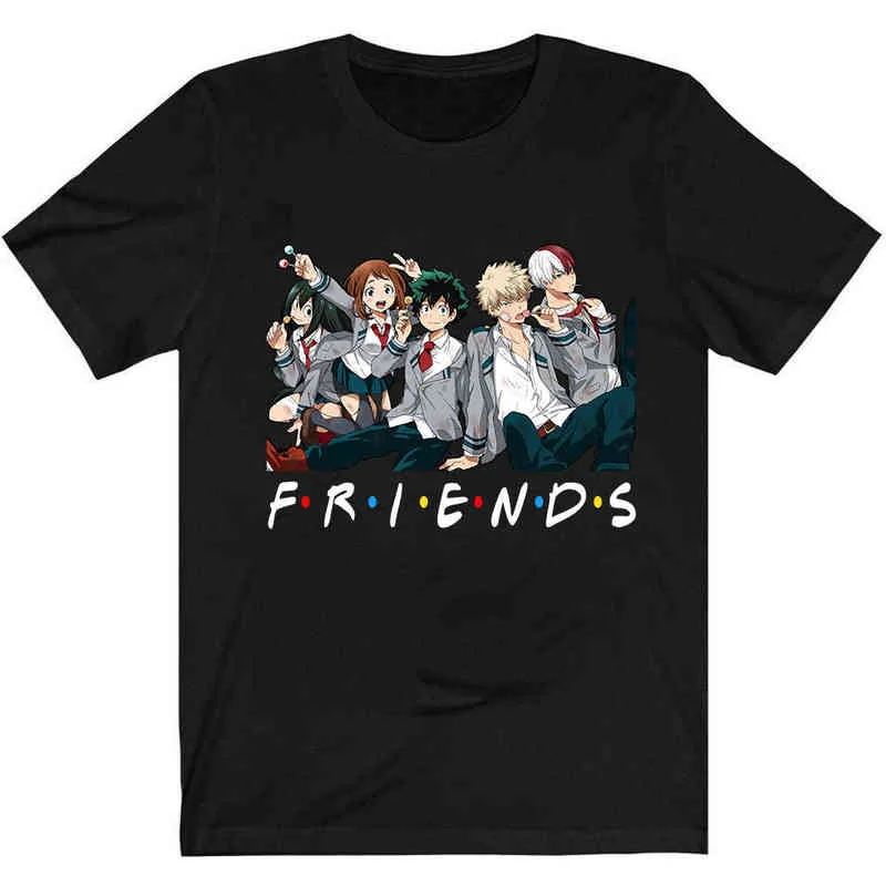 Japansk Anime Boku No Hero Academia Vänner T-tröja Kvinnor T-shirt G220228