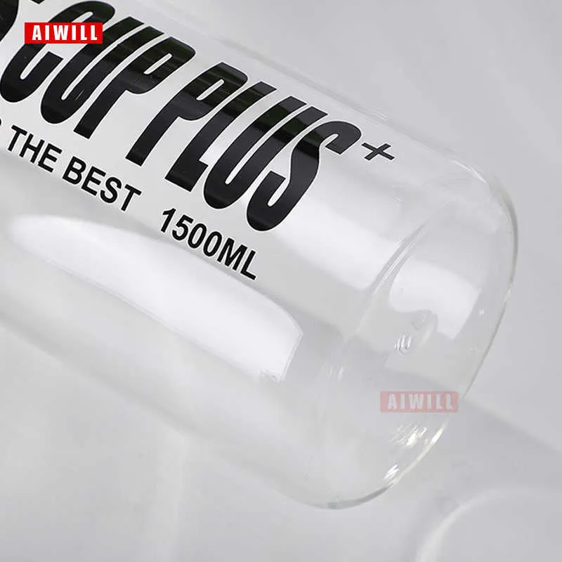 AIWILL Bouteille d'eau en verre 2000 ml / 1500 ml / 1000 ml / 600 ml extérieur Transparent portable bouteilles en verre de grande capacité cadeau avec sac 211013