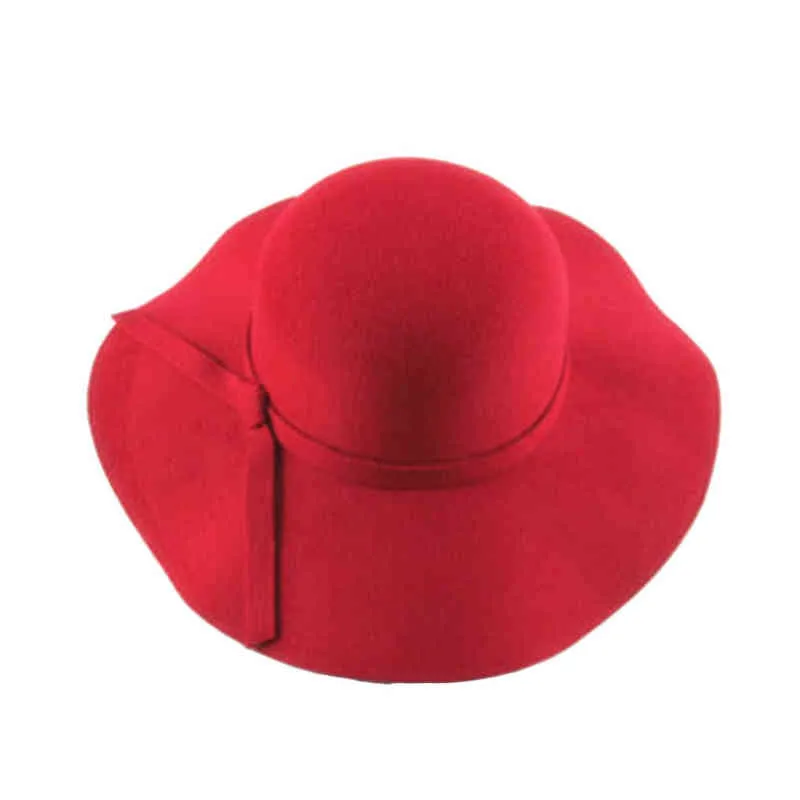 Girls Vintage Retro Kids Child Hats Polyester Felt Crushable Wide Brim Cloche Floppy Sun Beach Cap Fashion Sun Hats G220301