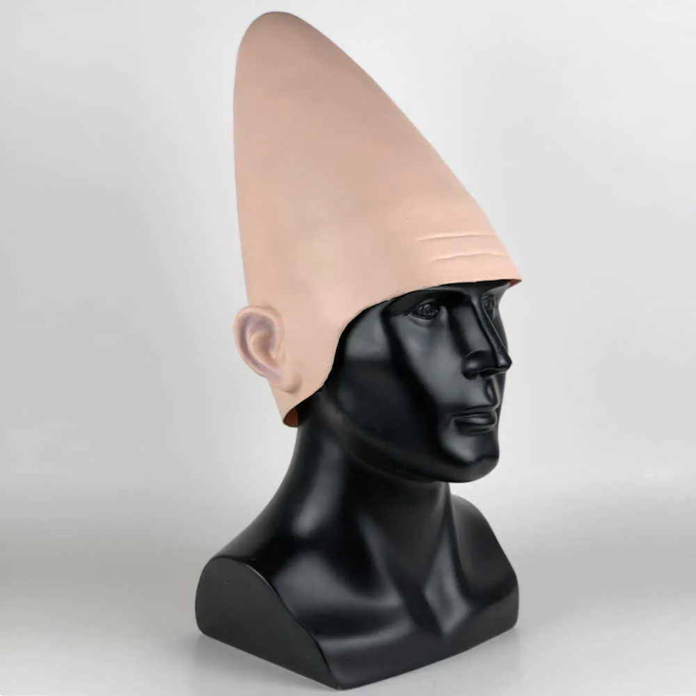 Coneheads Alien Latex Cap Mask Cosplay Egg Head Conical Masks Helmet Halloween Carnival Party Props Q0806253a