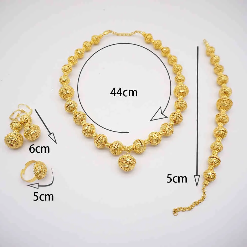 Collana da donna Dubai Gioielli in oro africano Orecchini da sposa Anelli Set di gioielli da sposa indiani nigeriani Gift229a