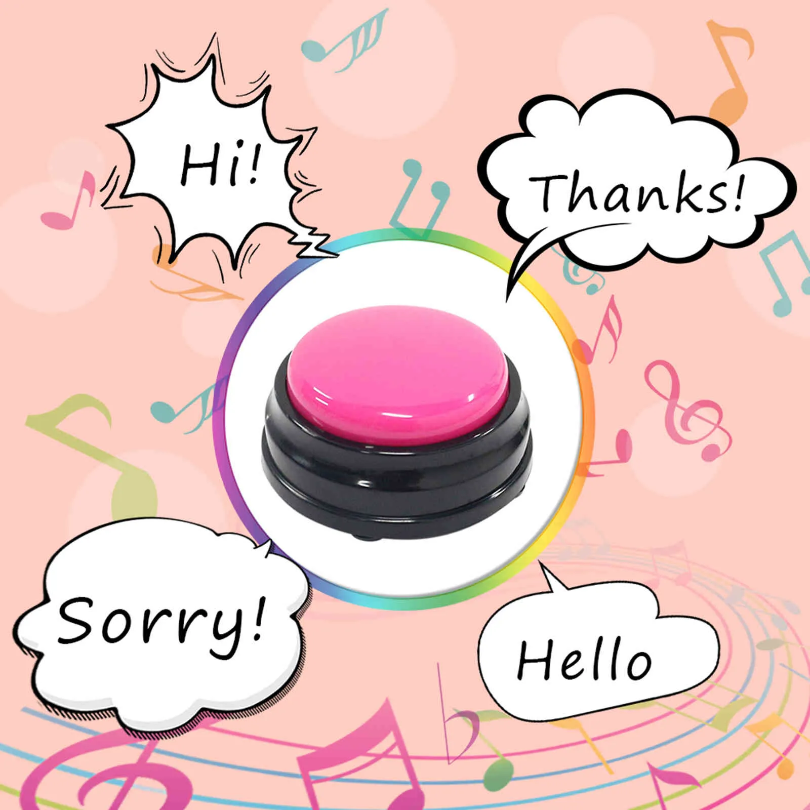 녹음 사운드 버튼 작은 크기의 쉬운 휴대 음성 어린이 대화식 장난감 응답 버튼 오렌지 핑크색 녹색 소음 메이커 289o