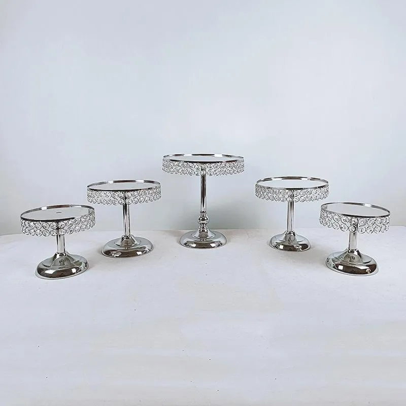 Autres ustensiles de cuisson support de gâteau rond support de piédestal fête cristal argent couleur267s