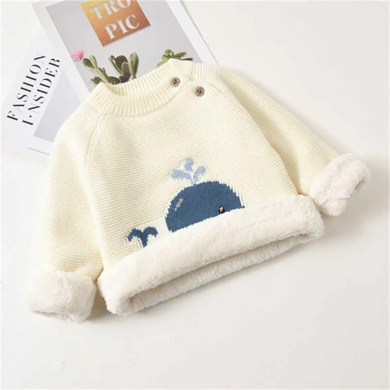 Winter Baby Plus Samt Pullover Jungen Verdicken Warme Pullover Kleidung Kleinkind Stricken Pullover Mäntel 0-6 Jahre Kinder Wolle strickwaren Y1024