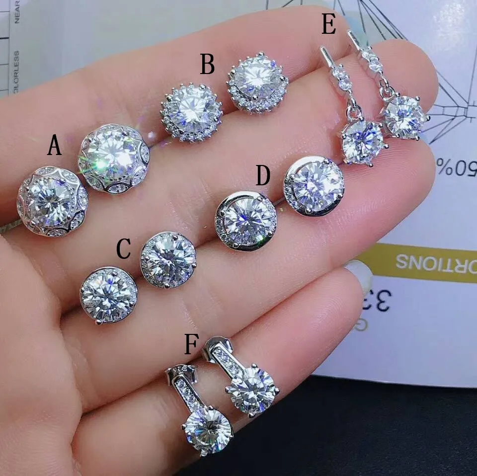 MeiBaPJ 6 Stile Echter Moissanit Diamant Ohrstecker 925 Sterling Silber Mode Blumen Ohrringe Edlen Schmuck für Frauen