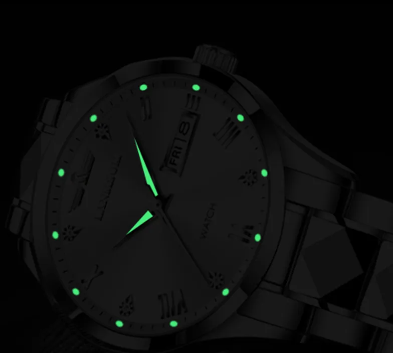 Lanmsom marka klasyczna autobusiness kwarcowe zegarki męskie kompletny kalendarz Luminous Diamond Dial ze stali nierdzewna zegarek Zegarek dostępny 204p