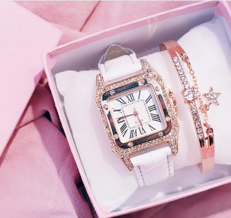 Lekkie luksusowe kemanqi marka kwadratowa diamentowa dietna opaska skórzana zegarki damskie delikatne damskie zegarek kwarcowe na rękę 213e