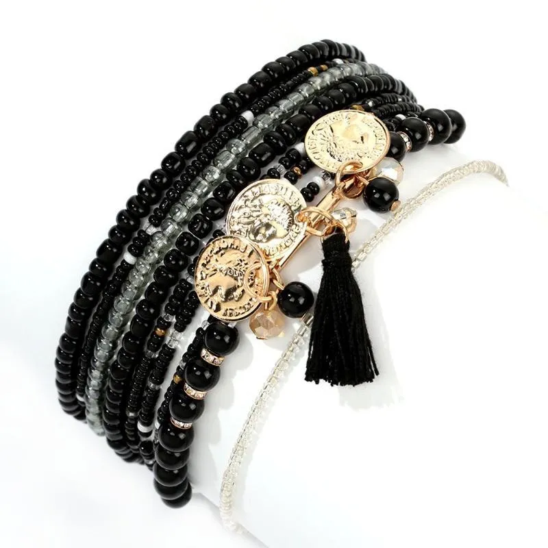 Link, Chain / Conjunto de moda feitos artesanais mulheres frisadas borla pingente natural cristal pedra multi-camada pulseira pulseira pulseira