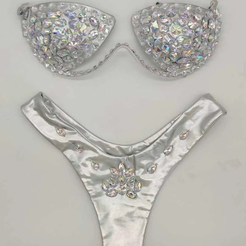 2021 Venus Vacation Sexy Women Bikini Set Rhinestone Diamondwear Swimwear Bling Stones Summer Swimsuit Biquini709800