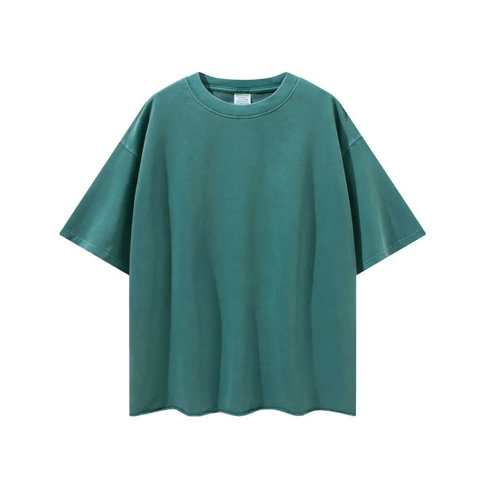 T-shirt à manches courtes en tissu éponge lavé en vêtement T-shirt raglan en coton lourd d'été Streetwear Huit couleurs 210716