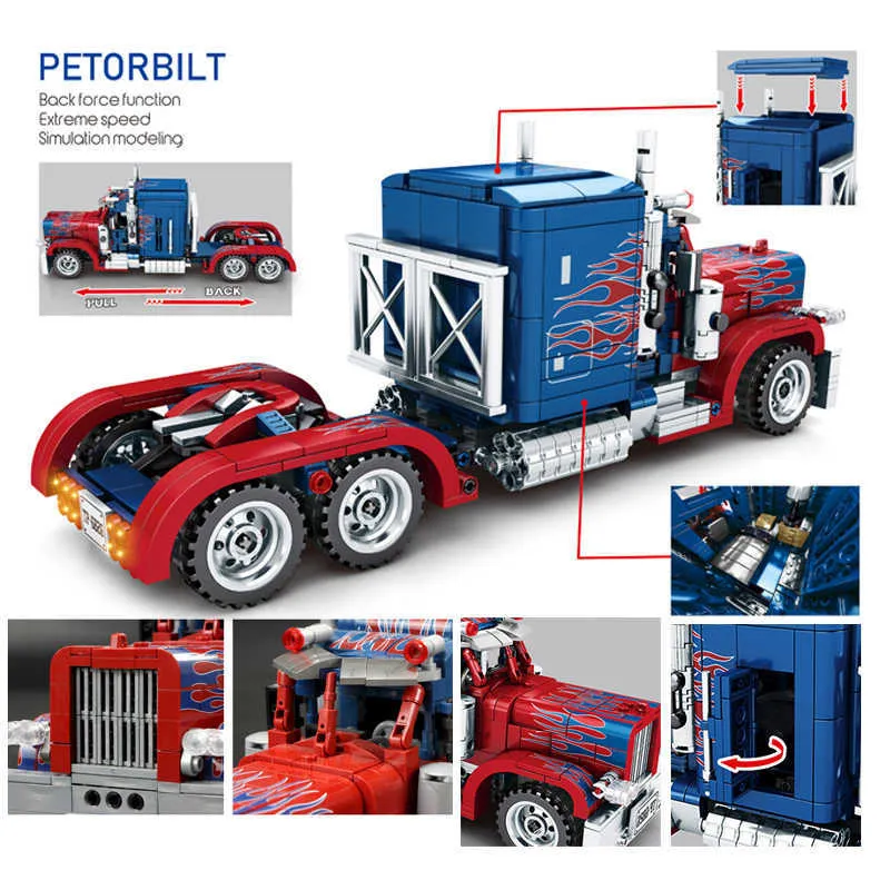 SEMBO City Super Racing Car Vehicle Building Blocks Creator Heavy Truck Lorry Expert Bricks Set Models Kids Children Toys Gifts Q0624