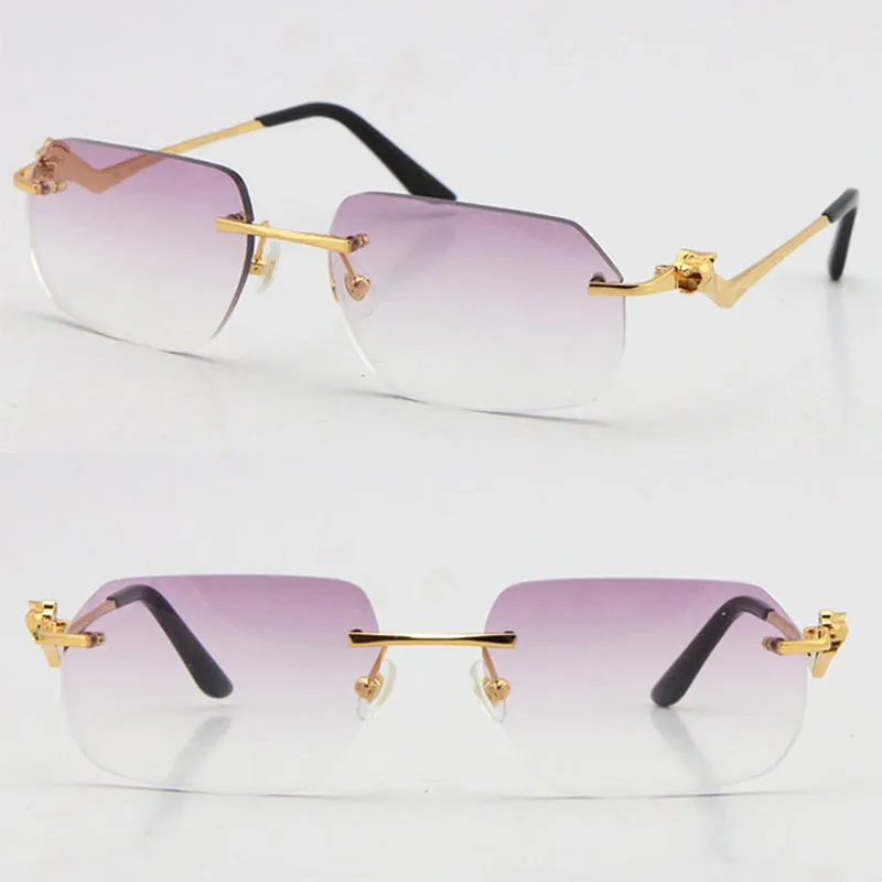 Hela Rimless Unisex Fashion Leopard Series Solglasögon Metal Körglasögon Högkvalitativ designer UV400 3 0 Tjocklek Framele267s