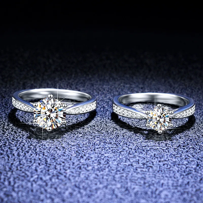백금 둥근 다이아몬드 훌륭한 컷 D 색상 좋은 moissanite 약혼 반지 실버 925 쥬얼리