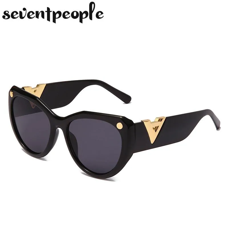 Solglasögon överdimensionerade kattögon kvinnor 2023 luxe mode cateye solglasögon för damer vintage stor ram solglasögon319s