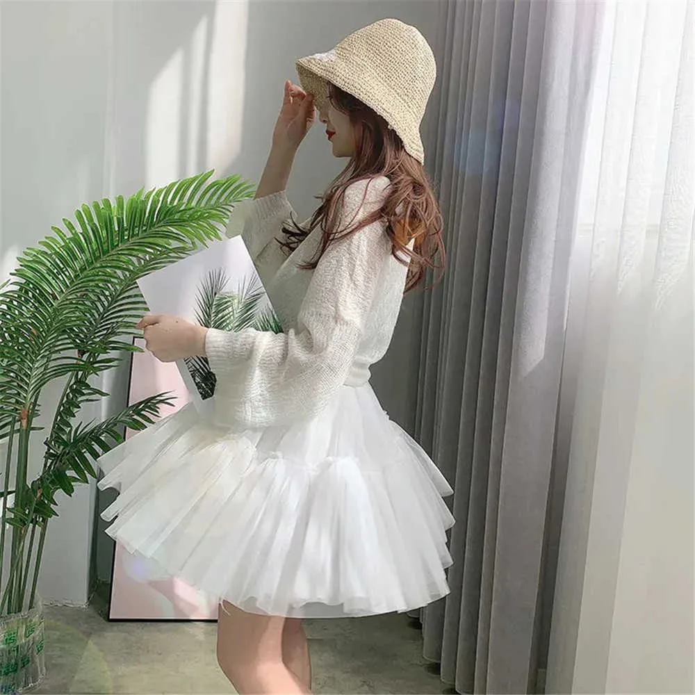 Summer biały różowy w talii krótka spódnica tutu kobiety swobodne plisowane spódnica koreańskie szwy mini spódnica dla dziewcząt 210619