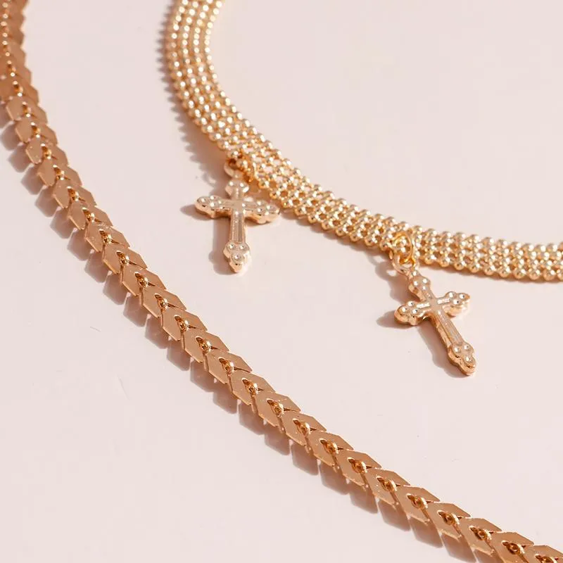 Collane a croce vintage donne color argento oro multi-strato catena di freccia calcola girocollo di gioielleria femminile Pen236c