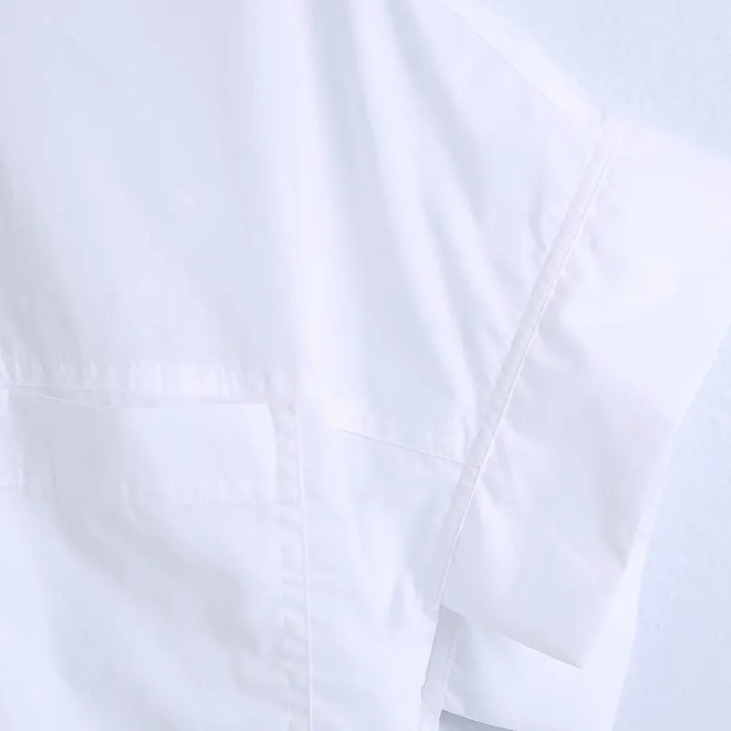 Women Summer Poplin Long Shirts Tops Blouses ZA White Pockets Loose Fashion Female Street Top Smock Clothes Blusas 210513