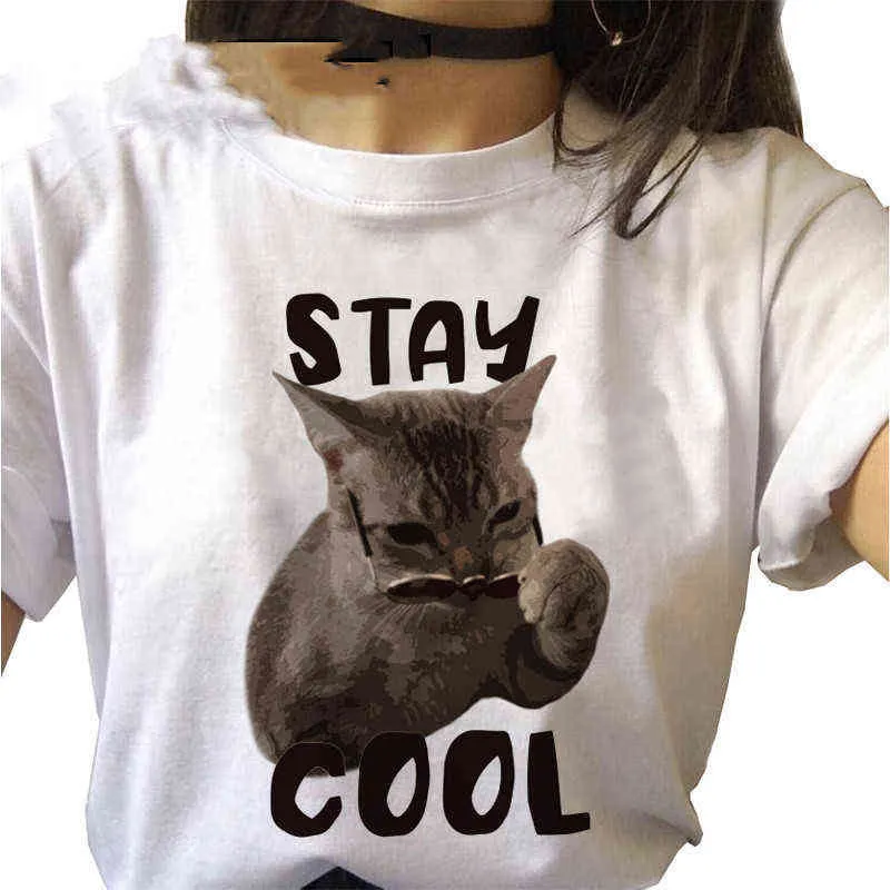 Japansk katt T-shirt Kvinnor Kläder Sommar Kawaii Toppar Estetisk Tshirt Ulzzang Casual Cartoon T-shirt Harajuku Kvinnlig T-shirt G220310
