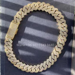 3-4row 18-20mm Width 8''-24'' Moissanite Cuban Link Chain S925 Iced Out Hip Hop Mens Necklace243P