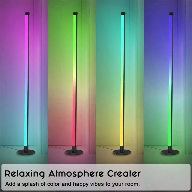 Lampa narożna RGB Kolor Zmiana nastroju Nowoczesne oświetlenie stojące z przyciemnionym zdalnym kontrolerem do salonu sypialnia 2282