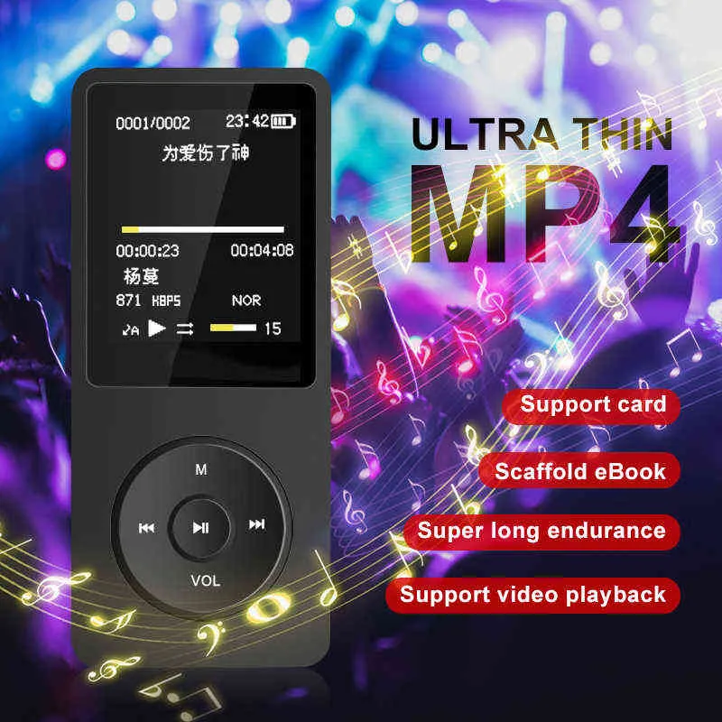 18039039 LCD Screen Superlong Time Playback MP4 Music Player FM Radio Video Support 128GB TF Card com MIC 4 2111239294890