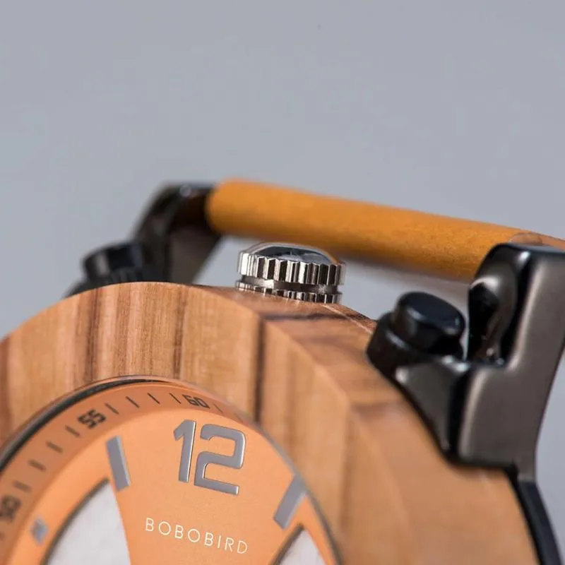 Homens de madeira wirst relógios data automática montre bois homme calendário completo relógio pulseira couro personalizado para masculino gota pulso watches251a