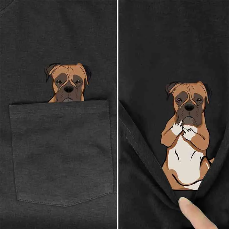 CLOOCL Divertente T-shirt Marchio di moda Estate Tasca Boxer T-shirt stampata Hip Hop Top in cotone Pet dog Tees G1222