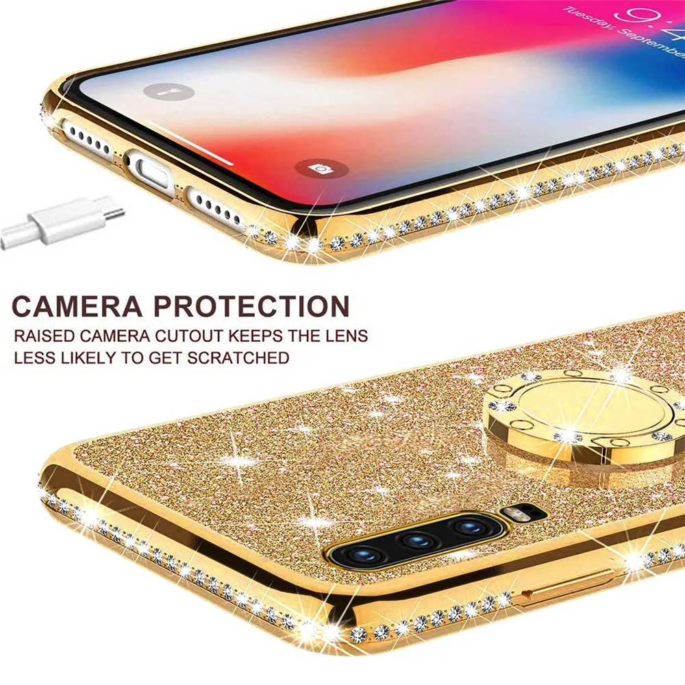 Custodia Bling con glitter diamante 3D Samsung Galaxy S21 Ultra S20FE S 21 20 10 9 Plus M51 A42 A51 A71 5G note20Ultra Con anello telefonico4928367