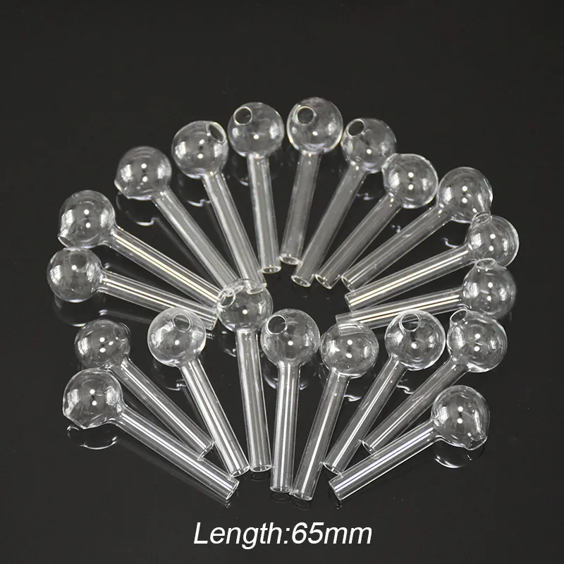 65mm透明なガラスパイプオイルネイル燃焼ジャンボパイプ6 5cm厚さ透明な透明な喫煙チューブ2 5インチPyrex Glassバーナー307T