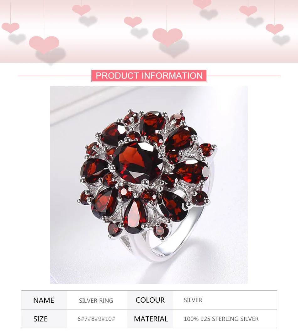 ZDADAN 925 Sterling Silver Pomegranate Ruby Ring For Women Zircon Finger Rings Charm Wedding Jewelry2772611