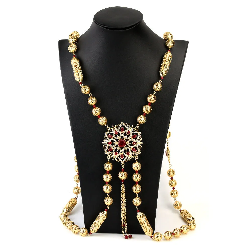Sunspicems goldfarbene marokkanische Hochzeitskleid-Brust-Schulter-Gliederkette für Frauen, Kaftan-Rückenschmuck, ethnischer Bijoux240x