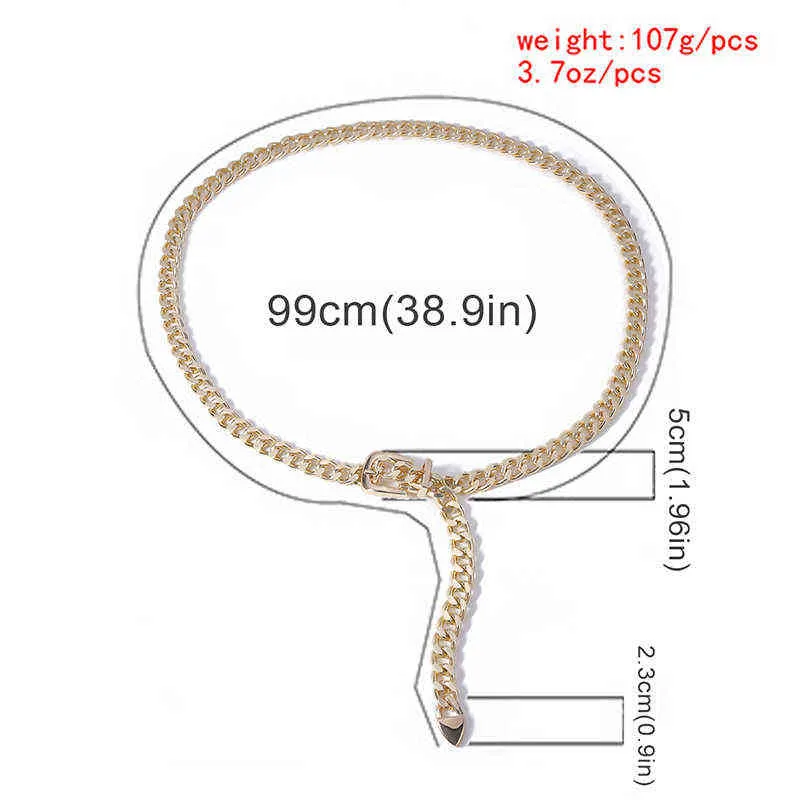 Ladaye de la taille de la taille de la taille or argenté métal ceintures simples pour femmes habillage accessoires de chaîne punk ceinture y12044578257