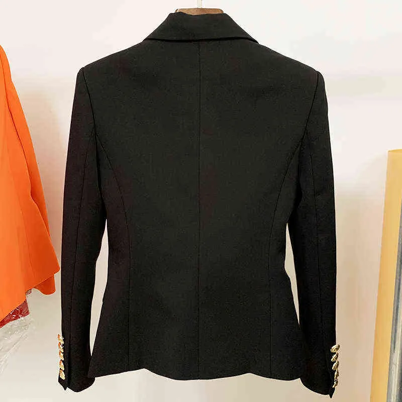 TOP QUALITY Blazer Women Slim Black Blazer Jacket Female Double Breasted Metal Lion Buttons Blazer Pink Coat Size 211112