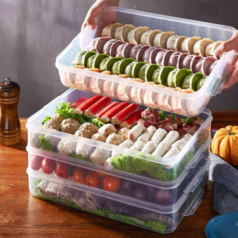 Kühlschrank Lebensmittel Aufbewahrungsbox Küchenzubehör Organizer Frische Knödel Gemüse Eierhalter Stapelbar Mikrowelle