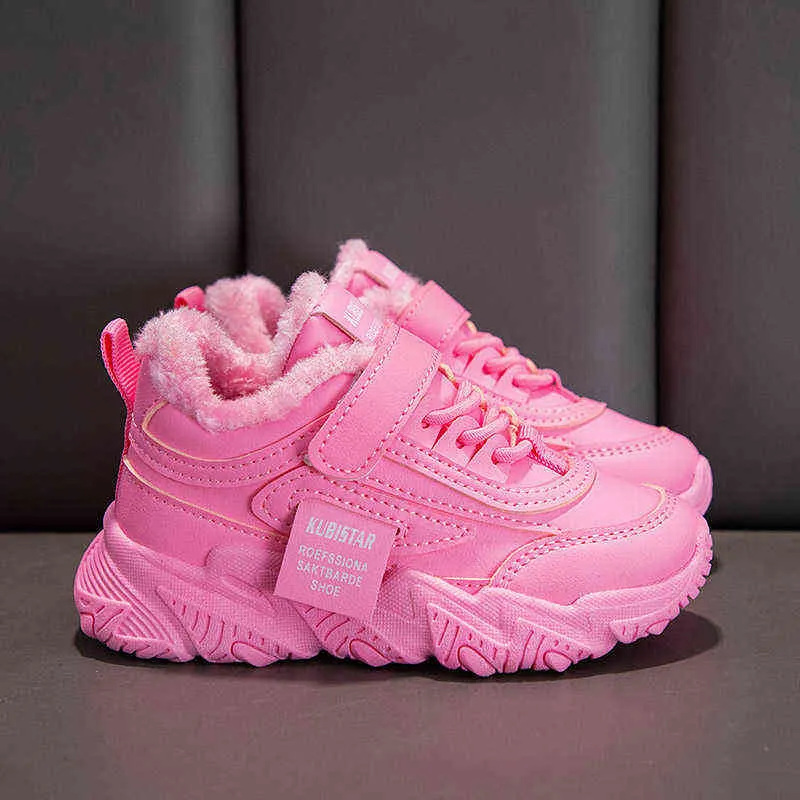 Baskets enfants hiver filles chaussures rose peluche enfants chaussures de sport chaud confort décontracté course tennis grosses baskets pour les filles G1210